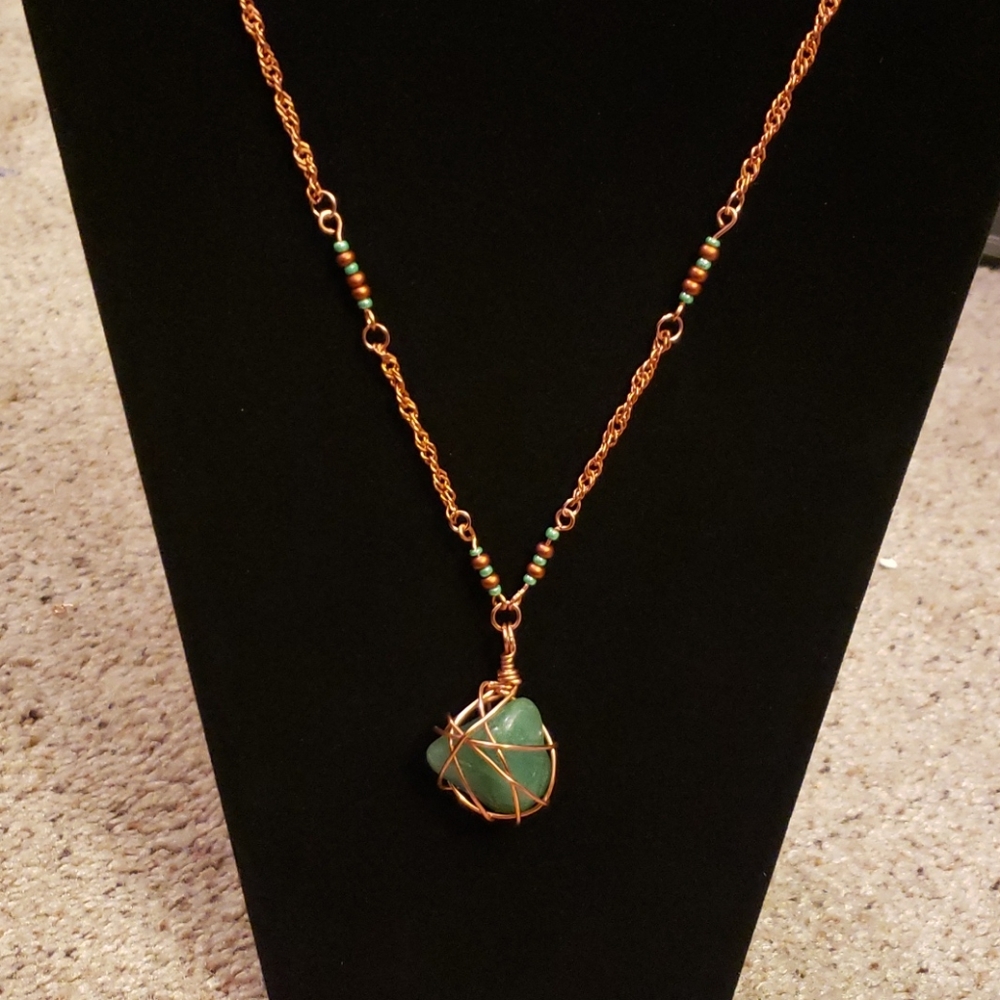 Caged Jade Copper Necklace